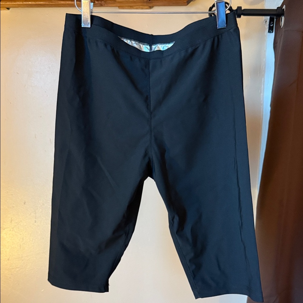 Black High-Waisted sauna slimming shorts